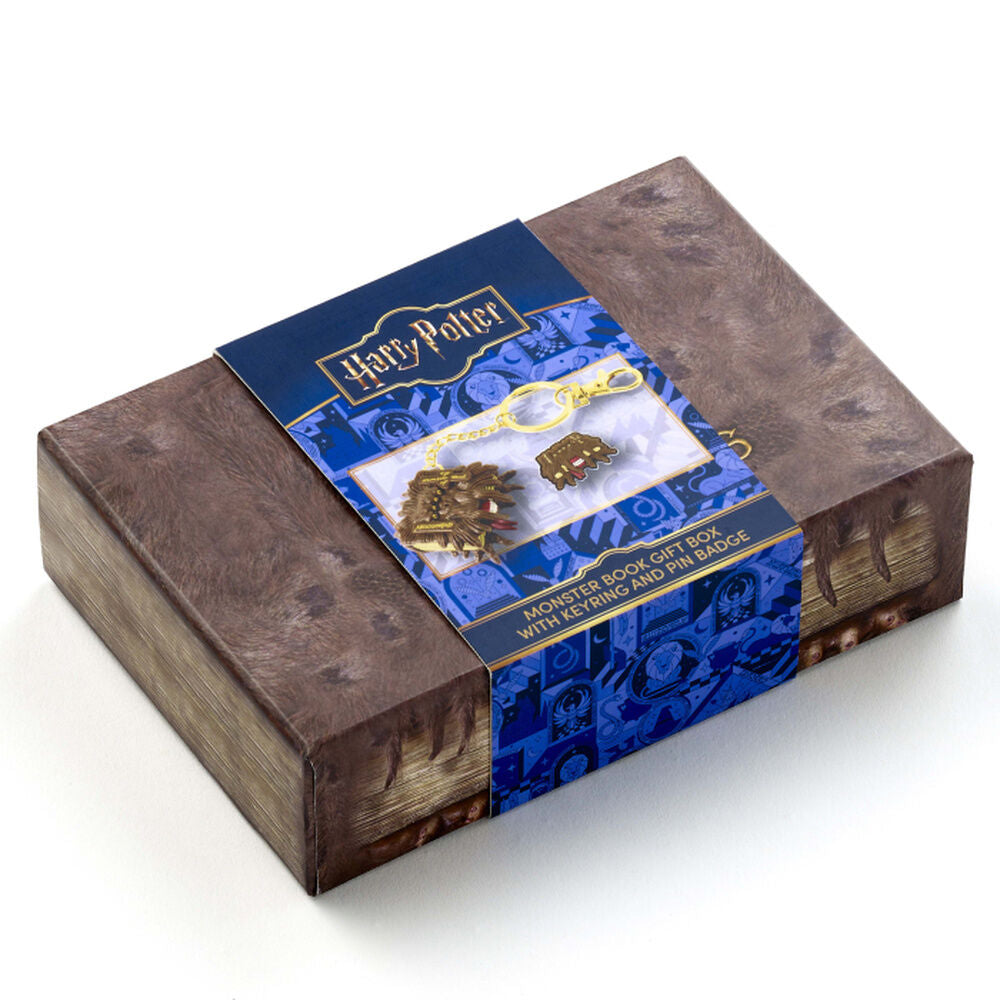 Harry Potter Monster Book gift box with keyring and pin badge