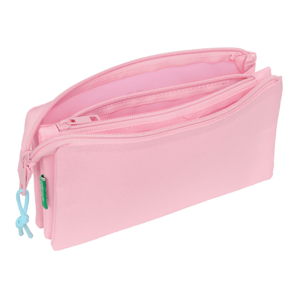 Benetton Pastel Pink triple pencil case