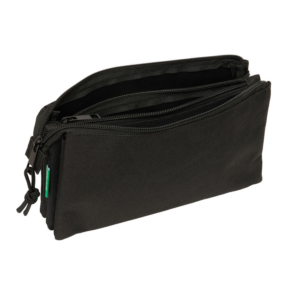 Benetton Black triple pencil case