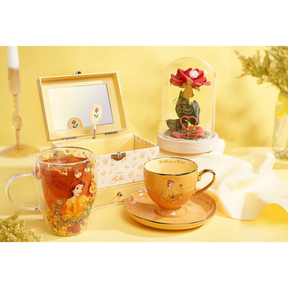 Disney Princess Belle florals in a clonche with neon light
