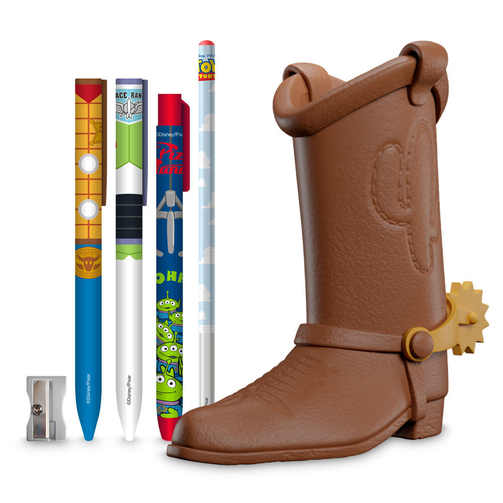 Disney Pixar Toy Story Woody Boot pencil holder + writting set