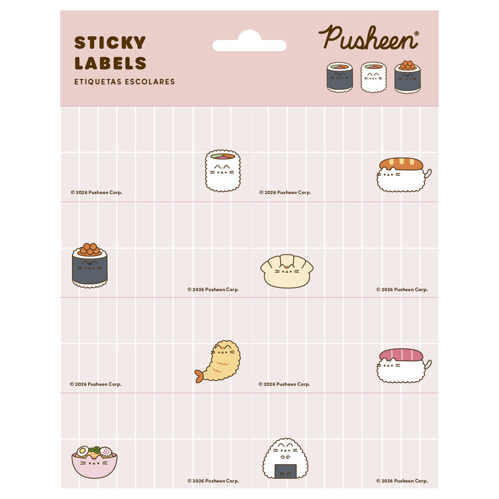 Pusheen Sushi Roll adhesive labels