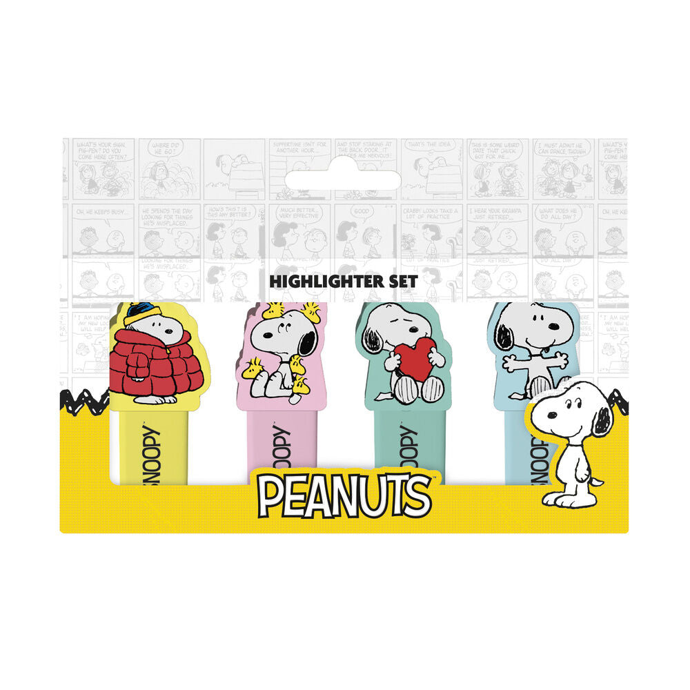 Snoopy Peanuts set of 4 highlighters with topper
