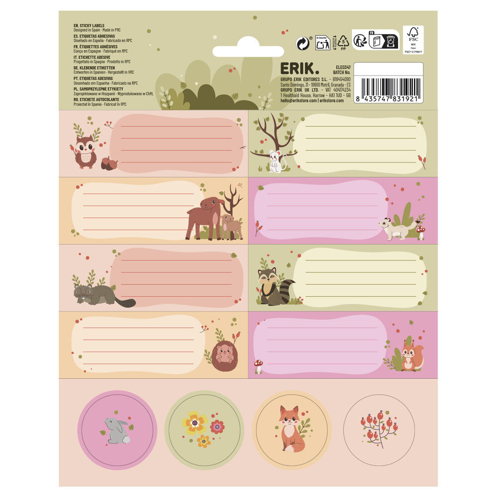 Forest Animals adhesive labels