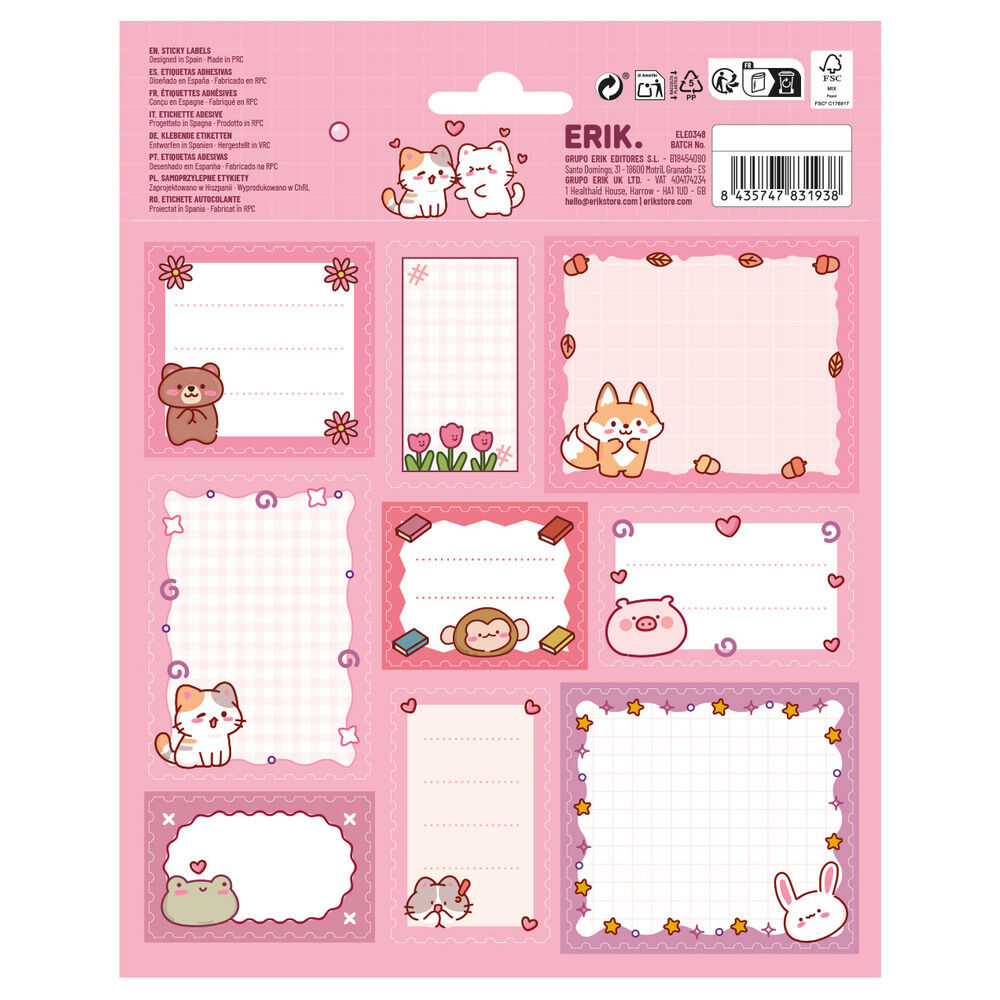 Kawaii adhesive labels