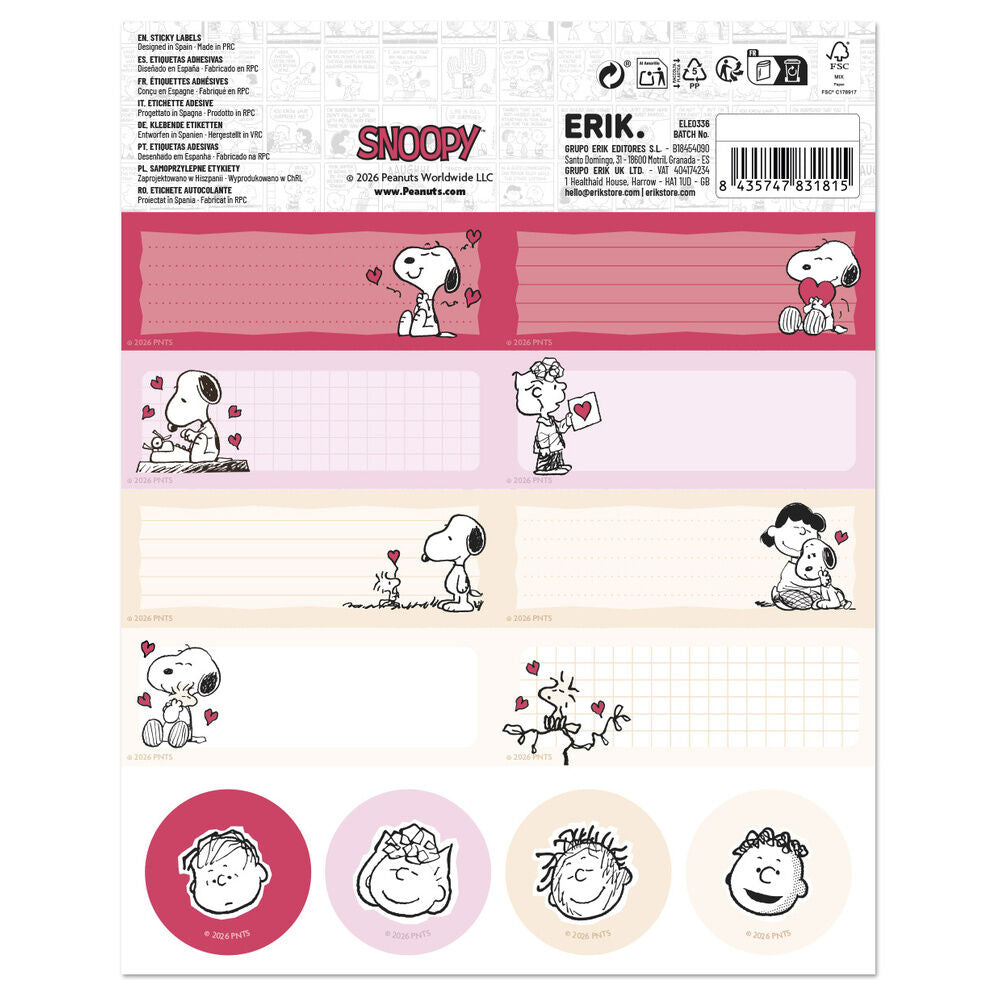 Snoopy Peanuts Love Season adhesive labels