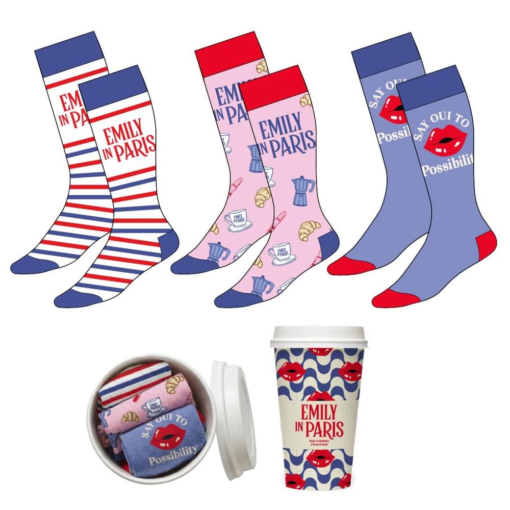 Emily in Paris assorted adult 3 socks set