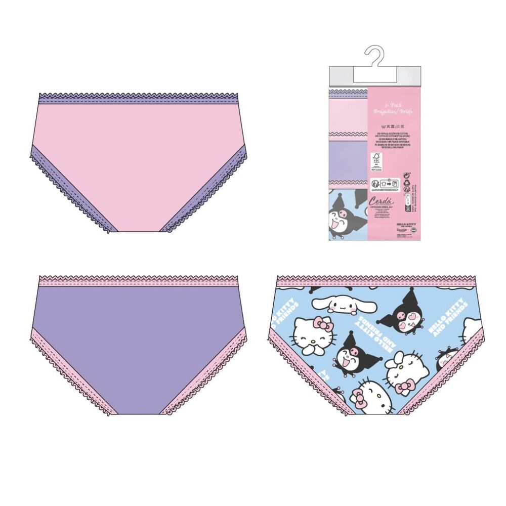 Hello Kitty and Friends assorted 3 panties set