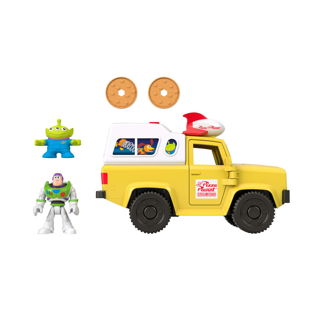 Imaginext Disney Pixar Toy Story Pizza Planet truxk + Buzz Lightyear and Alien figures
