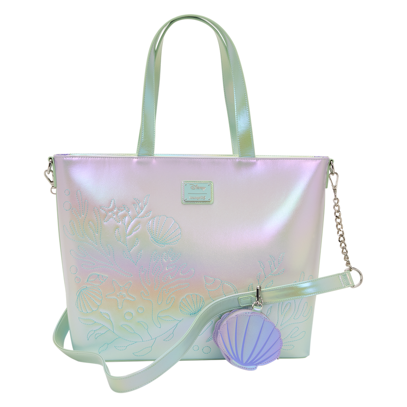 Loungefly Disney The Little Mermaid Ariel, Flounder and Sebastian tote bag with coin bag
