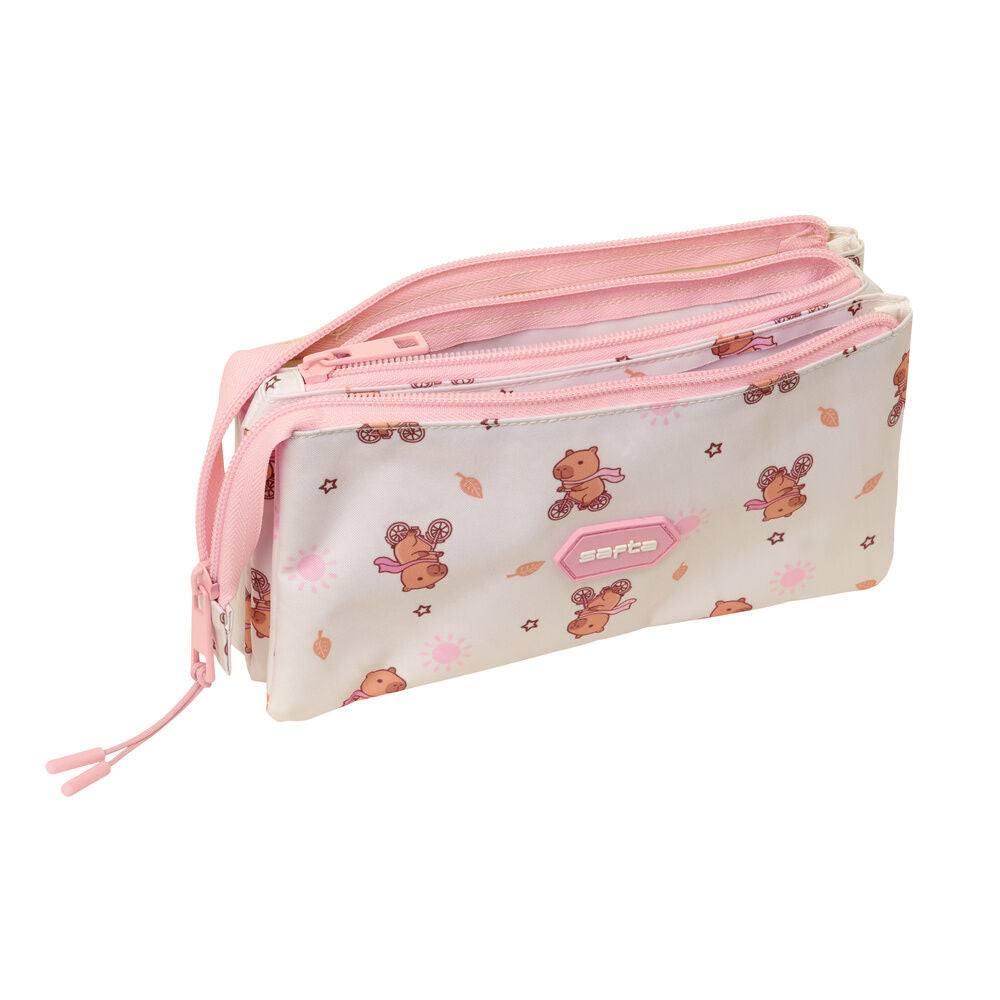 Capybara triple pencil case