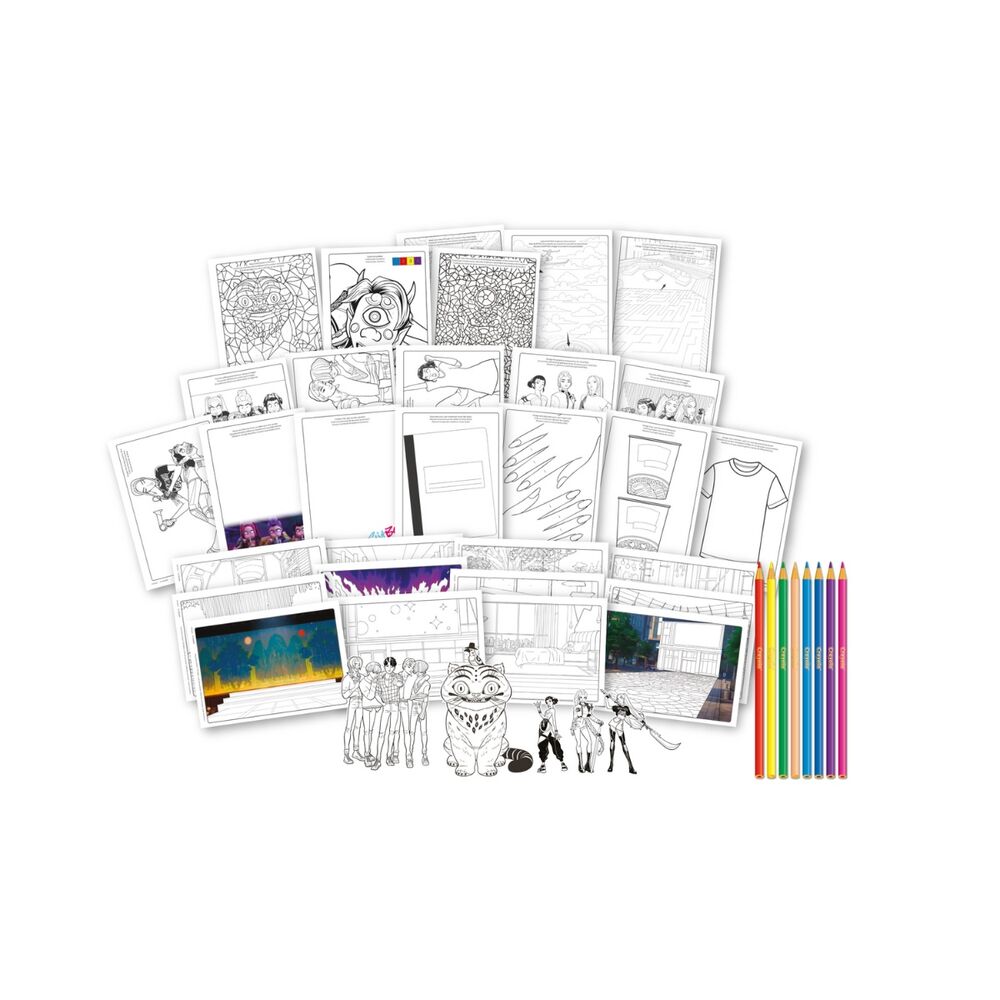 Kpop Demon Hunter design your own fashion album + 8 pencils + template set