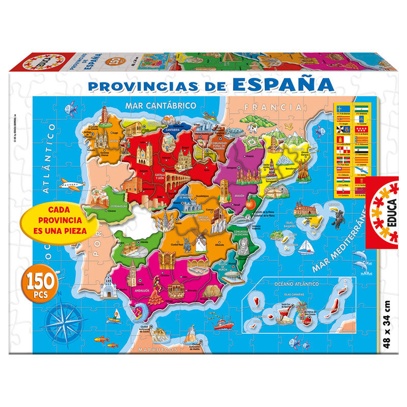 Puzzle de 150 pièces représentant les provinces espagnoles d'Espagne